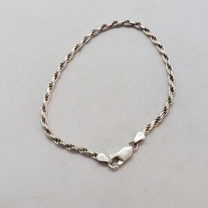 Sterling Silver Rope Chain Bracelet 7" 925